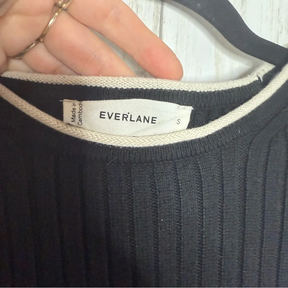 EVERLANE Cotton Wide Rib Midi Dress - Black Small